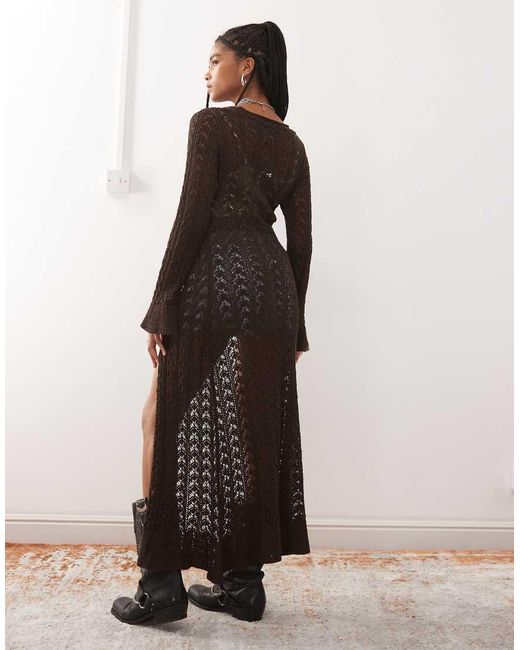 Reclaimed Vintage Natural Pointelle Maxi Cardigan