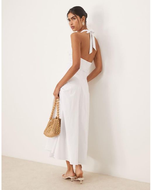 Vestito Lungo Stile Corsetto Allacciato Al Collo E Con Scollo Profondo di SNDY'S in Natural