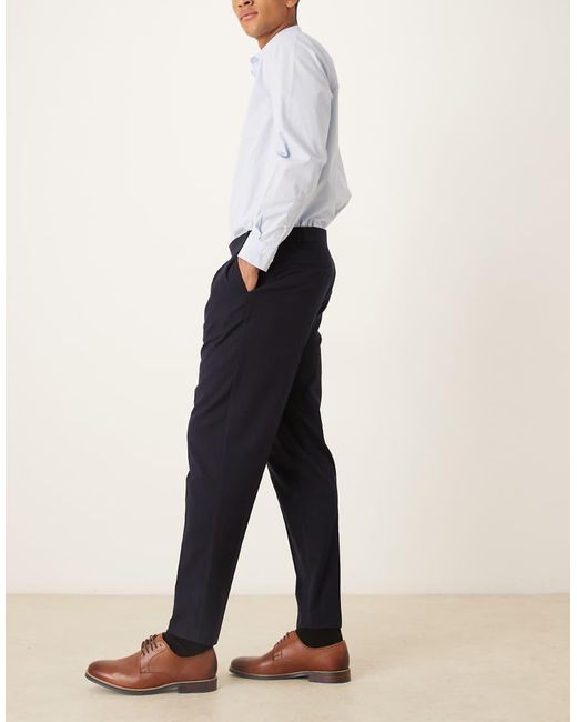 ASOS Natural Smart Tapered Trousers With Elasticated Waistband for men