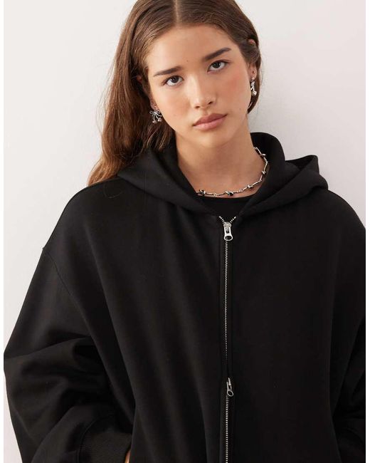 Weekday Zachte Oversized Hoodie Van Zware Jersey Met Rits in het Black