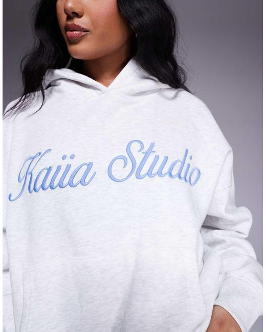 Kaiia Hoodie Van Katoenmix Met Geborduurd Geschreven Logo in het White
