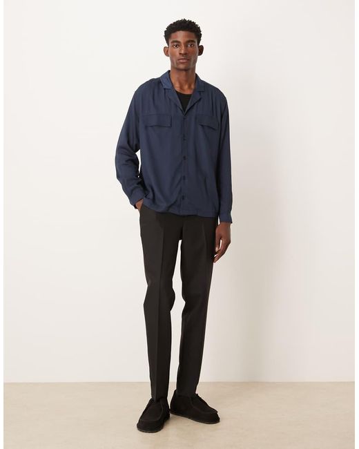 ASOS Blue Relaxed Revere Shirt for men