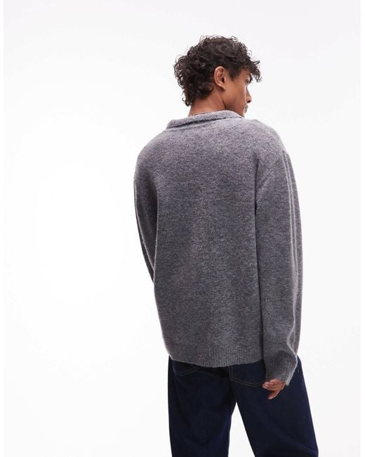 Topman Blue Oversized Fit Button Up Cardigan for men