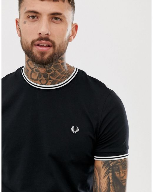 Fred Perry Cotton Twin Tipped T-shirt in Black for Men - Save 17% - Lyst