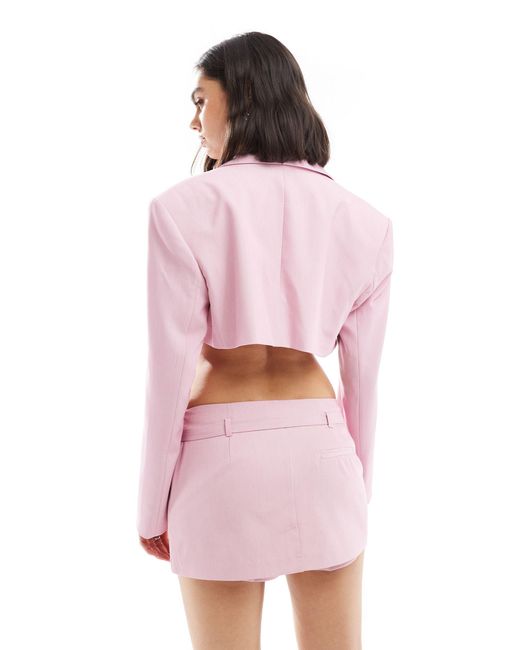 Bershka Pink Cropped Blazer Co-ord