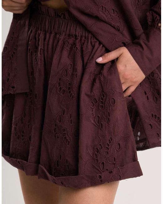 Glamorous Red Cutwork Shorts