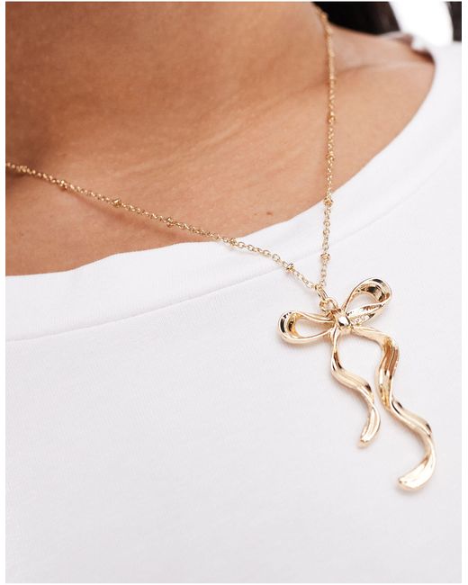 ASOS White Asos Design Curve Necklace With Bow Charm