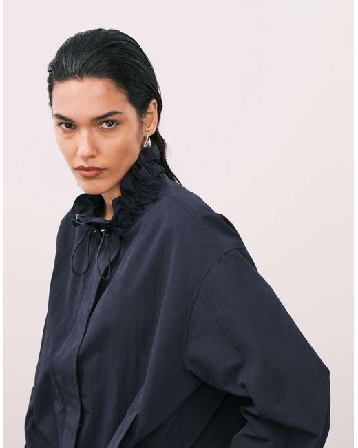 ASOS Blue Bubble Hem Nylon Track Jacket