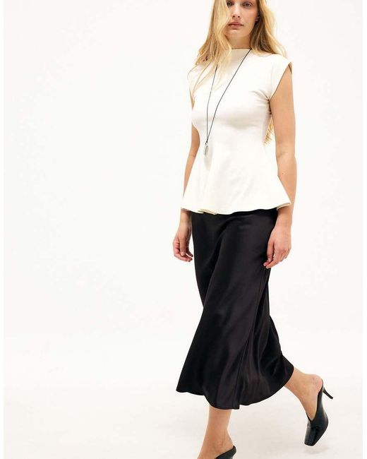 NA-KD White Peplum Jersey Top