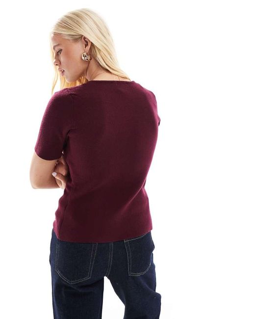 New Look Purple Square Neck Short Sleeve Cardigan