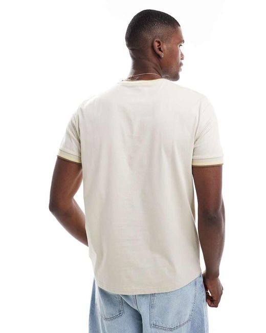 Camiseta Beis Con Ribetes Dobles De -Neutro Fred Perry de hombre de color Natural