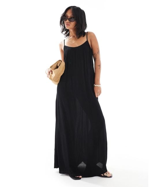 Only Petite Black Textured Cami Maxi Dress