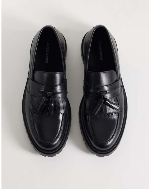 Jack & Jones Black Chunky Tassel Loafers for men