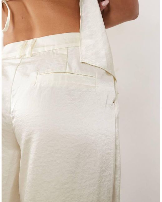 Missy Empire Natural Missy Empire Satin Wide Leg Pants