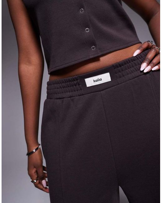 Kaiia Blue Cotton Rich Label Logo Waistband Detail Wide Leg joggers Co-ord