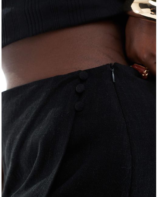 ASOS Black Asos Design Curve Linen Look Wrap Skort