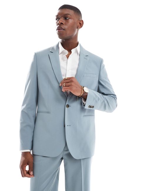 ASOS – regulär geschnittene anzugjacke in Blue für Herren