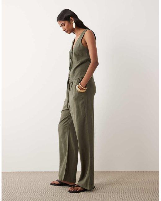 Miss Selfridge Natural Linen Look Pull On Trouser