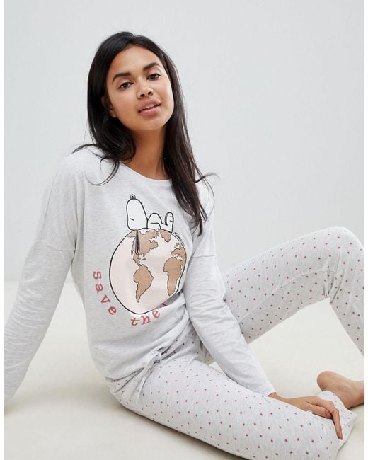 Snoopy Save The World - Pyjama Women'secret en coloris Gris | Lyst