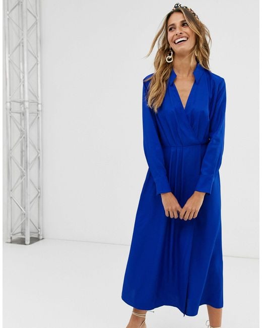 & Other Stories Midi-jurk Met Overslag in het Blue