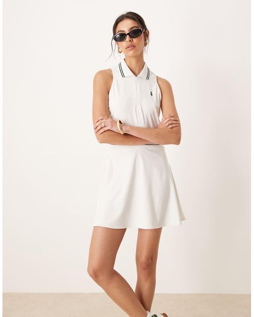 Polo Ralph Lauren Natural Wimbledon Capsule Logo Micro Pleat Tennis Dress