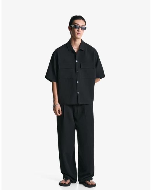 Pantaloni Super Ampi Sartoriali Neri di Bershka in Blue da Uomo
