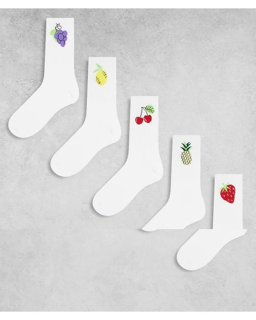 Jack & Jones Metallic 5 Pack Fruit Print Socks for men