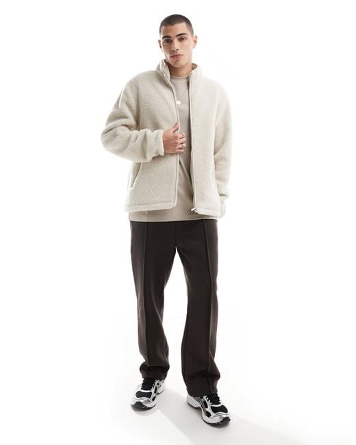 Threadbare Natural Zip Through Borg Fleece for men