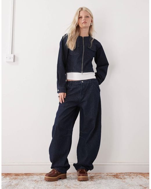 Collusion Blue Low Rise Barrel Jeans