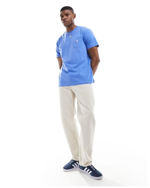 Polo Ralph Lauren Blue Icon Logo Pocket T-shirt Classic Oversized Fit for men