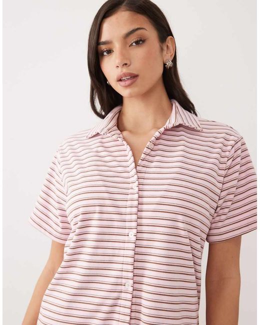 Aria Cove Pink Towelling Oversized Beach Shirt Co-ord