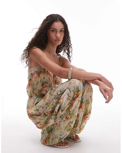Mango Jumpsuit Met Ronde Pijpen En Bloemenprint in het Natural