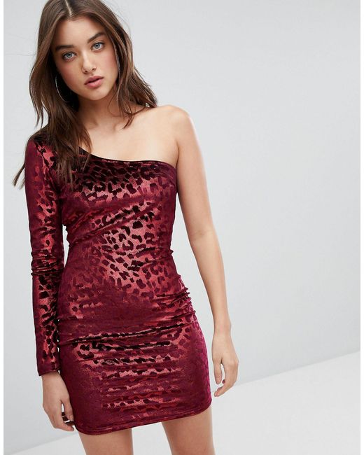 red one shoulder bodycon dress