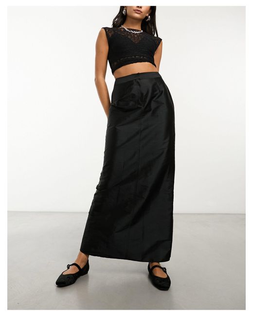 Collusion Black Sporty Maxi Skirt With Fishtail Detail