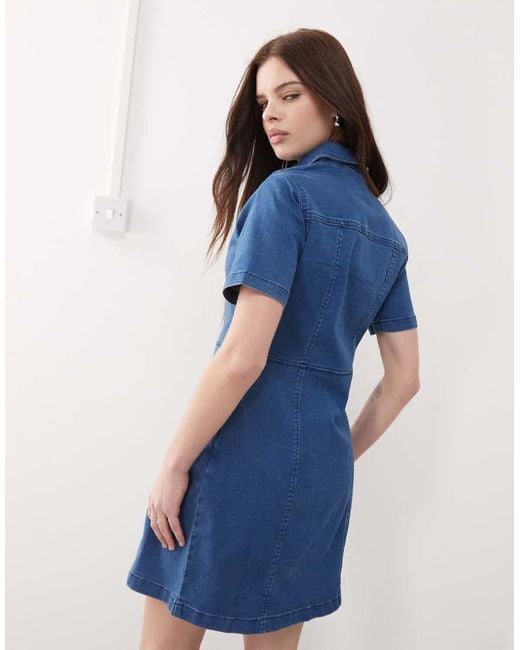 Noisy May Blue Short Sleeve Denim Mini Dress
