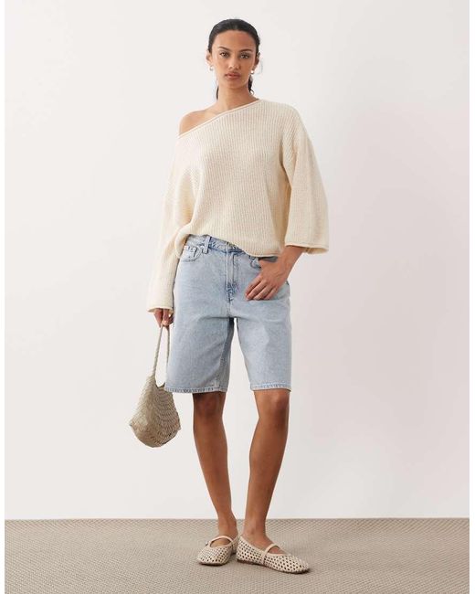 ASOS Natural Knitted Open Stitch Beach Jumper