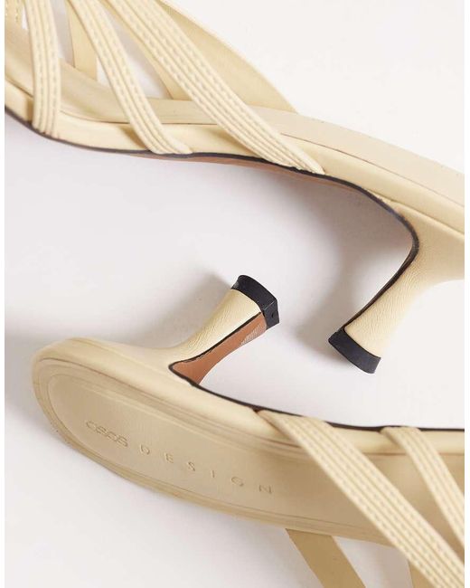 ASOS Natural Healing Strappy Peep Toe Mid Heel Mules