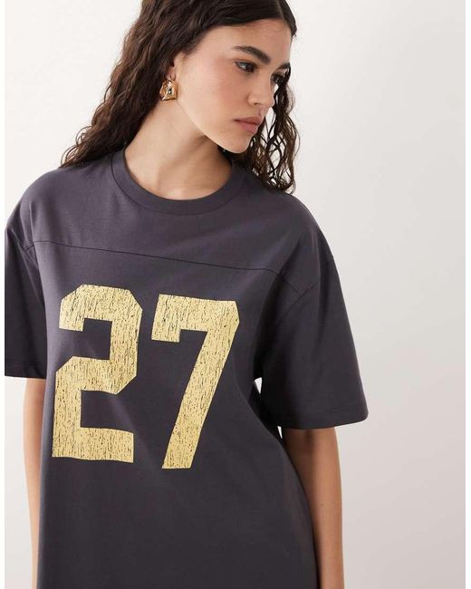 ASOS Multicolor Oversized T-shirt Mini Dress With Contrast Varsity Graphic