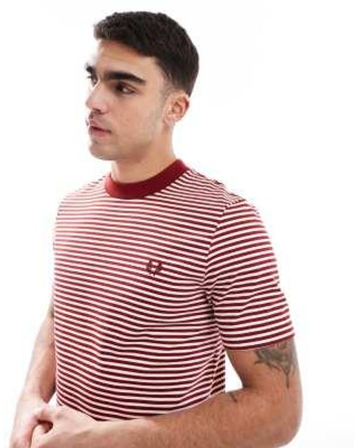 Fred Perry Red F Perry Fine Stripe T-shirt for men