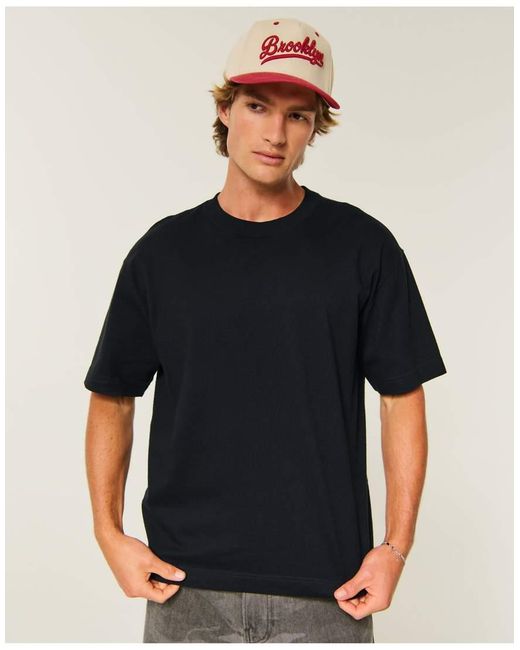 Hollister Black Boxy Heavyweight Crew T-Shirt for men