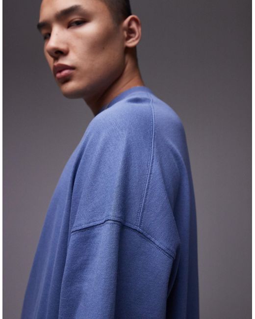 T-shirt ultra oversize Topman pour homme en coloris Blue