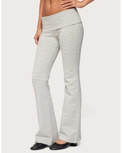 Edikted Gray Kaeli Stripey Flared Leggings