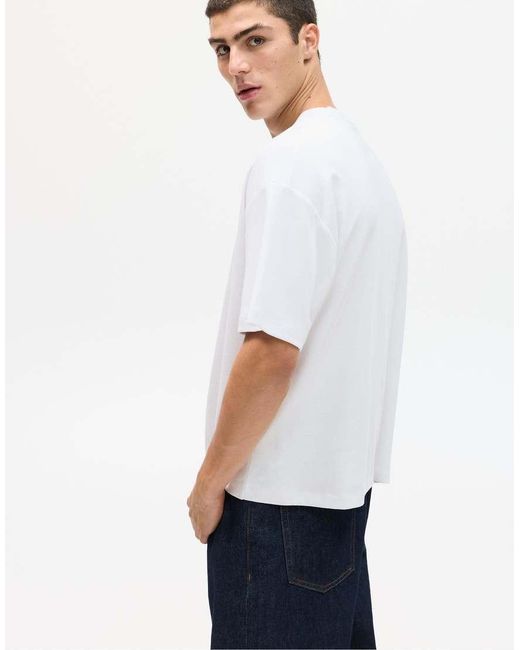 Pull&Bear White Boxy Oversized T-shirt for men
