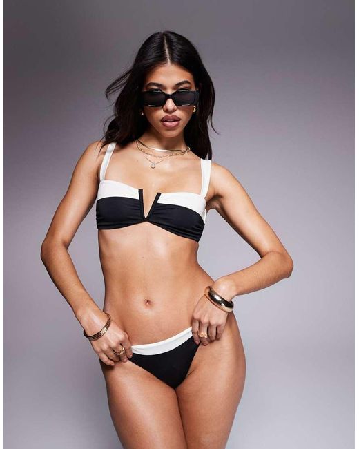 ASOS Black Connie Contrast V Wire Scoop Bikini Top