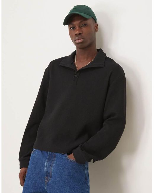 Felpa Squadrata Oversize di ASOS in Black da Uomo