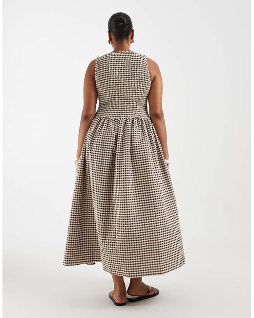 ASOS Brown Asos Design Curve Shirred Maxi Dress