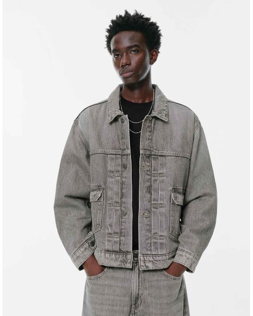 Pull&Bear – jeansjacke in Gray für Herren