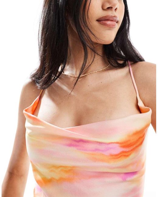 Object Pink Satin Low Cross Back Maxi Slip Dress