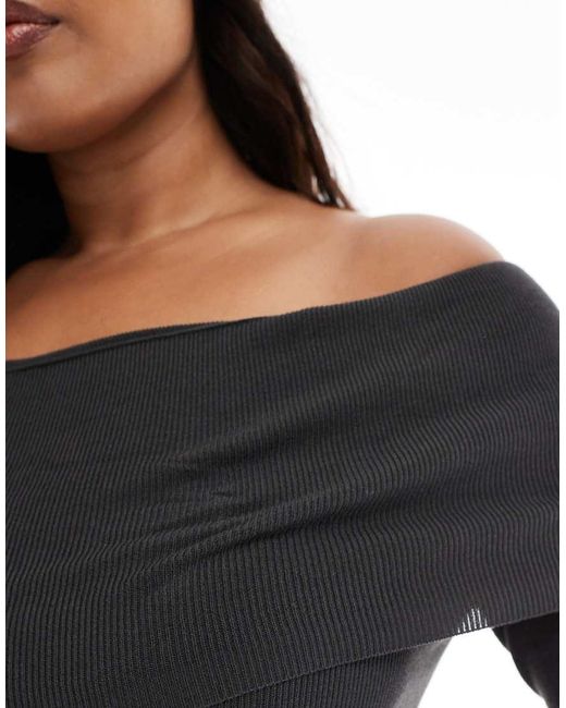 ASOS Black Asos Design Curve Structured Off The Shoulder Bardot Top