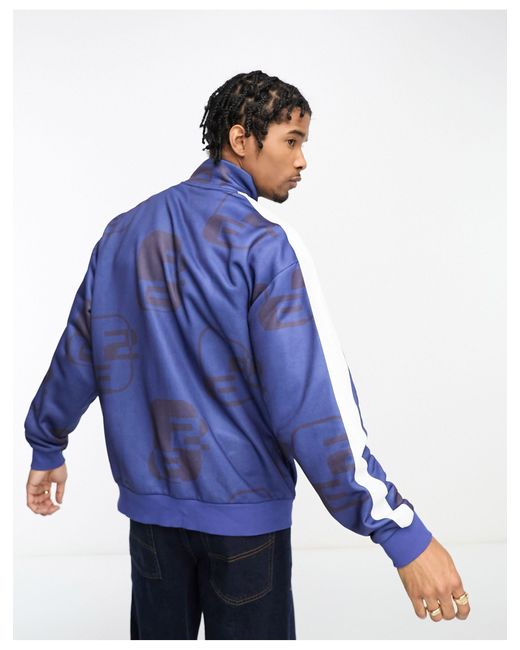 ASOS Oversized Track Jacket in Blue for Men | Lyst